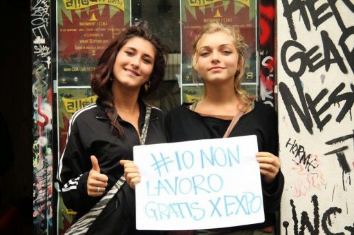 Un'immagine della campagna "Io non lavoro gratis per Expo"