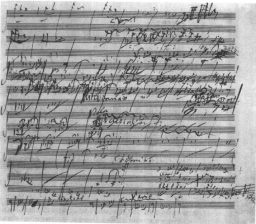 I primi 10 secondi della %a di Beethoven – partitura per i primi 8 strumenti.