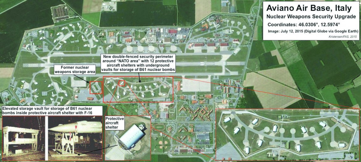 Foto satellitare dell’upgrade della base di Aviano, 12 luglio 2015