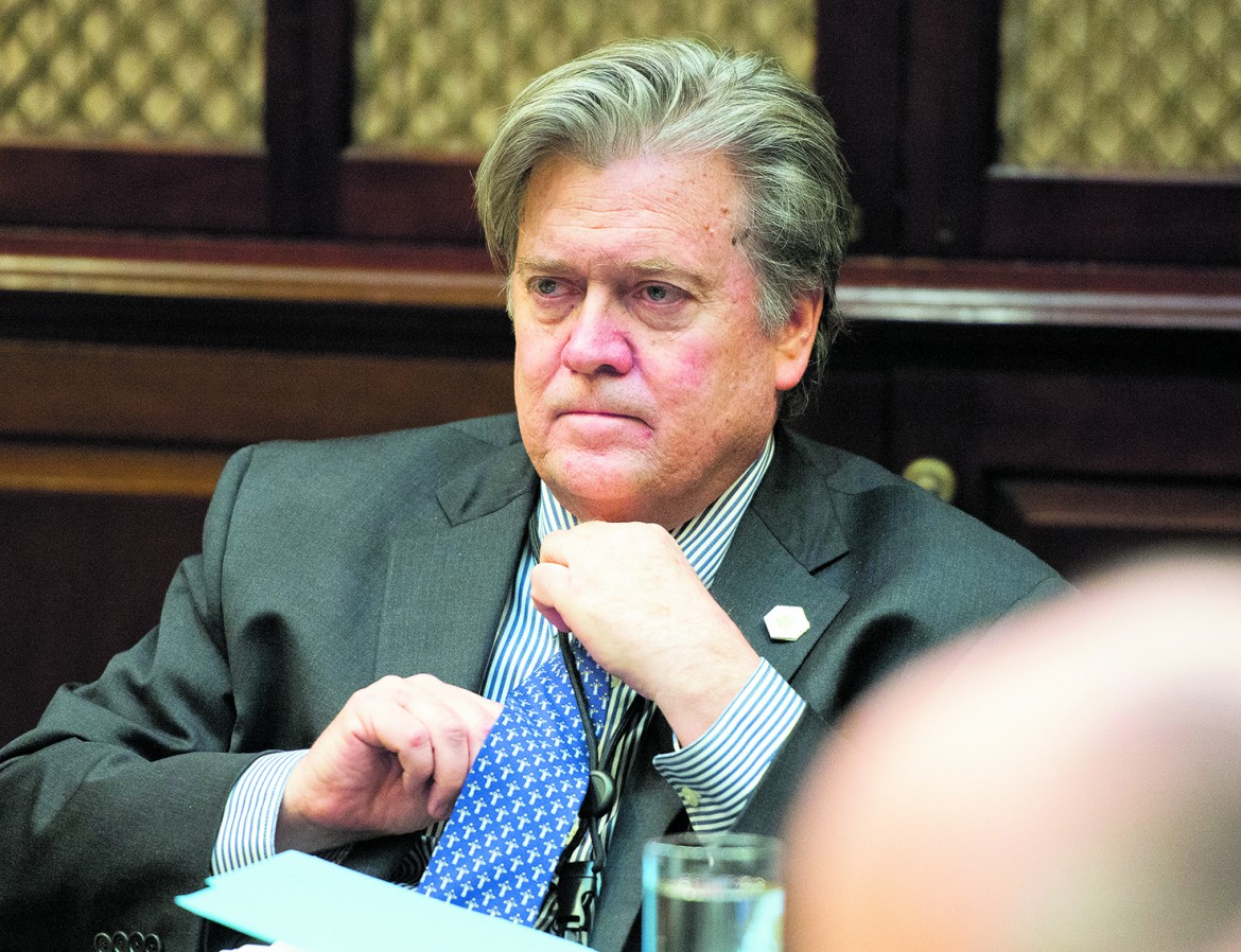 Steve Bannon a un vertice sulla cybersicurezza nella Casa Bianca il 31 gennaio scorso
