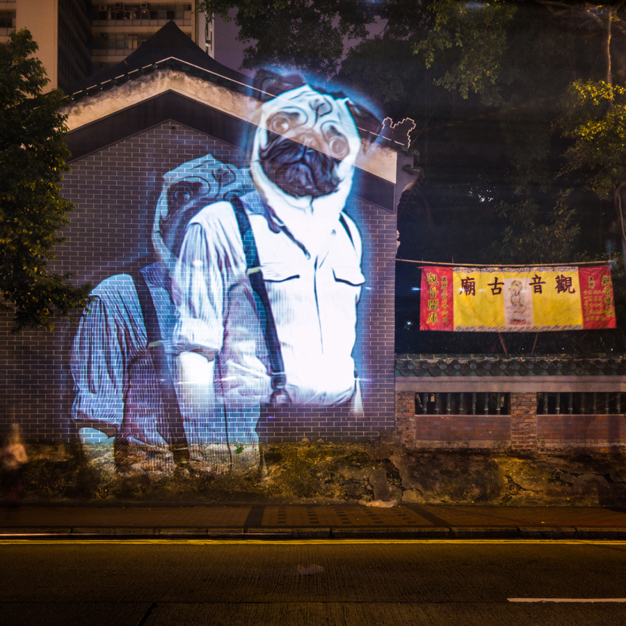 Video-installazione dell’artista Julien Nonnon per le strade di Hong Kong sul tema dello zodiaco tradizionale cinese