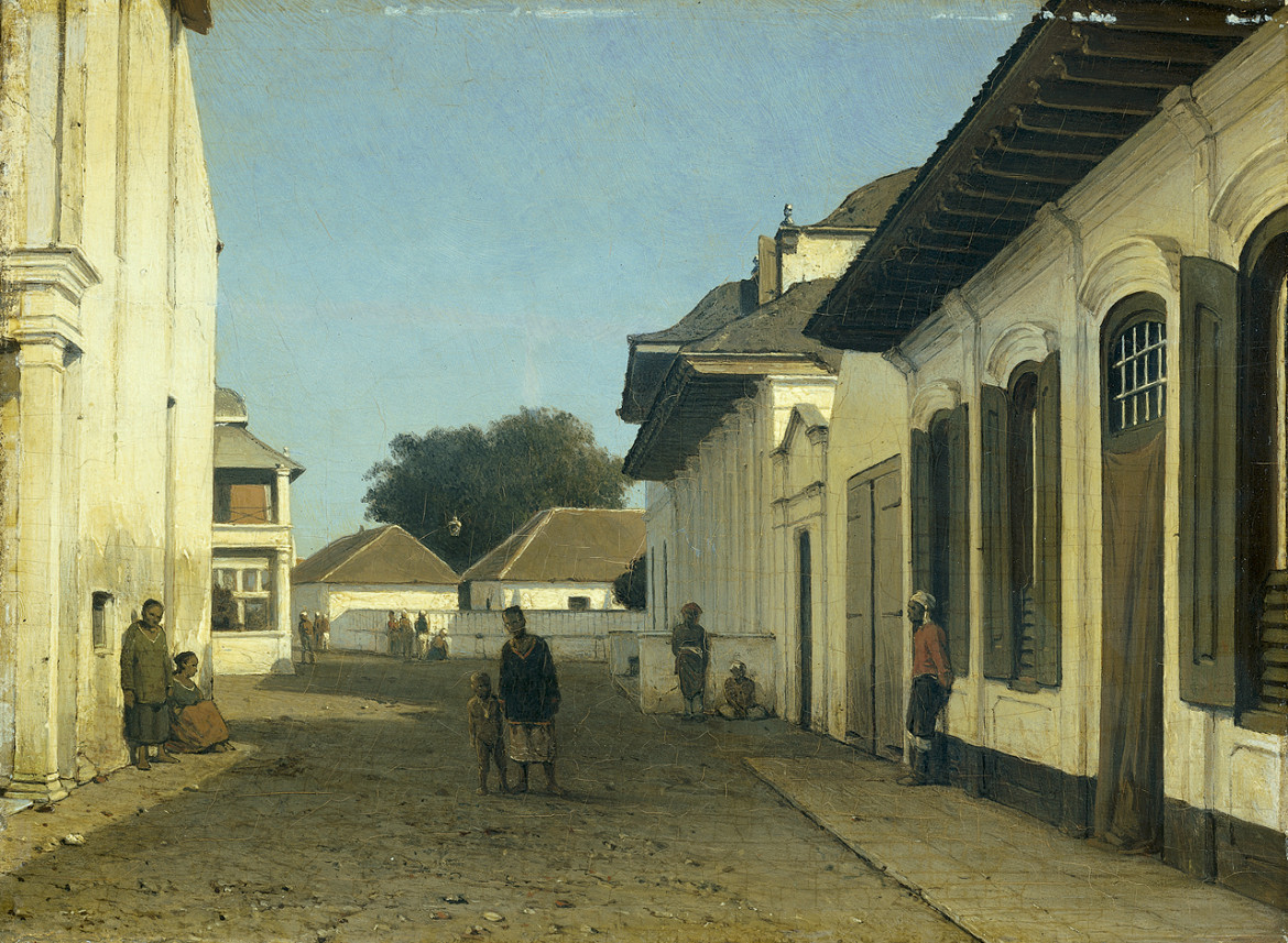 Jan Weissenbruch (attr.), Strada nella zona vecchia di Batavia (Indie orientali olandesi), 1860-1880, Amsterdam, Rijksmuseum