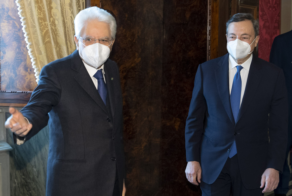 Appuntamento al Quirinale: il presidente della Repubblica Mattarella con il presidente del Consiglio incaricato Mario Draghi