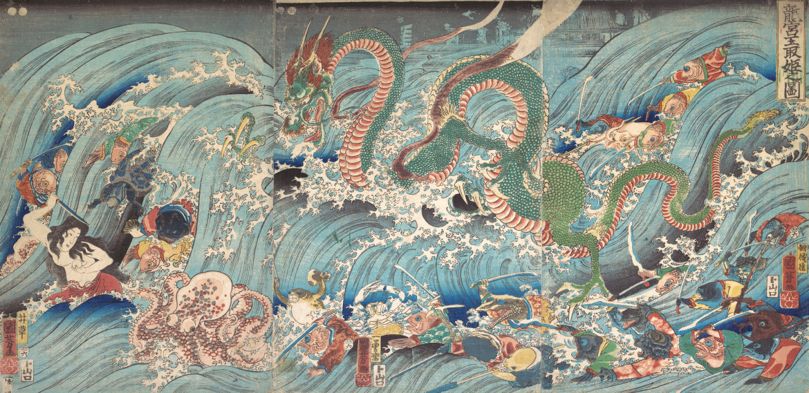 Utagawa Kuniyoshi, «Recovering the Stolen Jewel from the Palace of the Dragon King», 1853 Photo by Heritage Art/Heritage Images via Getty Images)