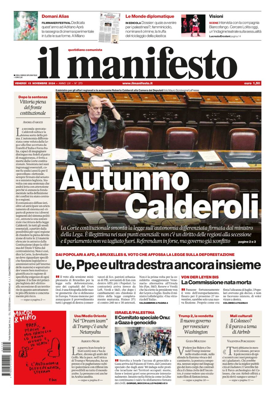 il manifesto del 15 novembre 2024