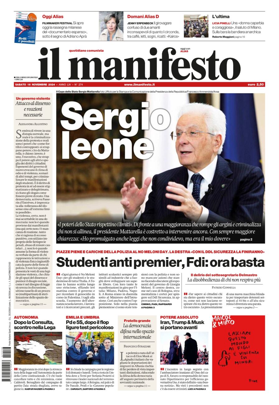 il manifesto del 16 novembre 2024